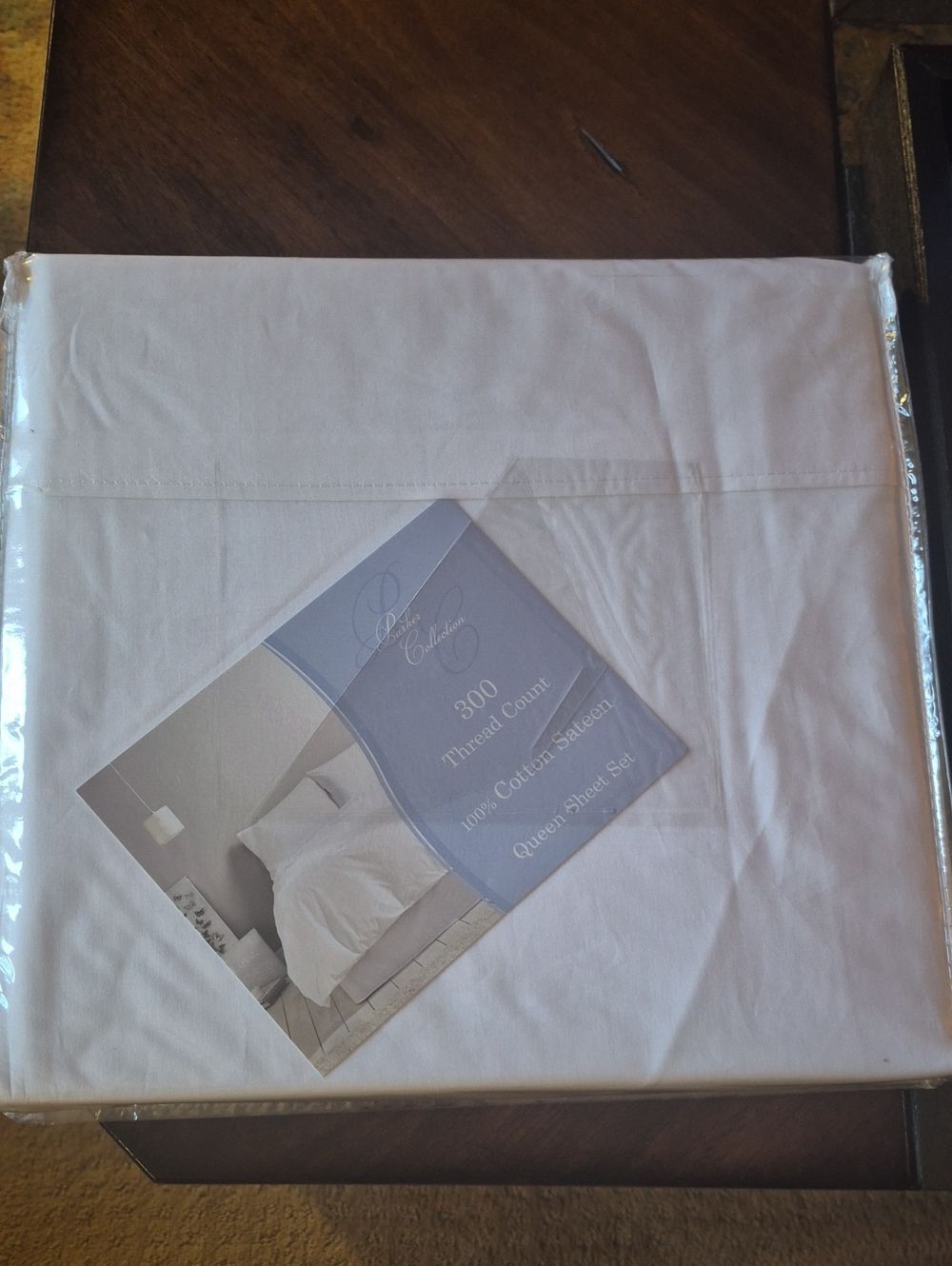 300-Thread Count Cotton Sateen Queen Sheet Set - White New